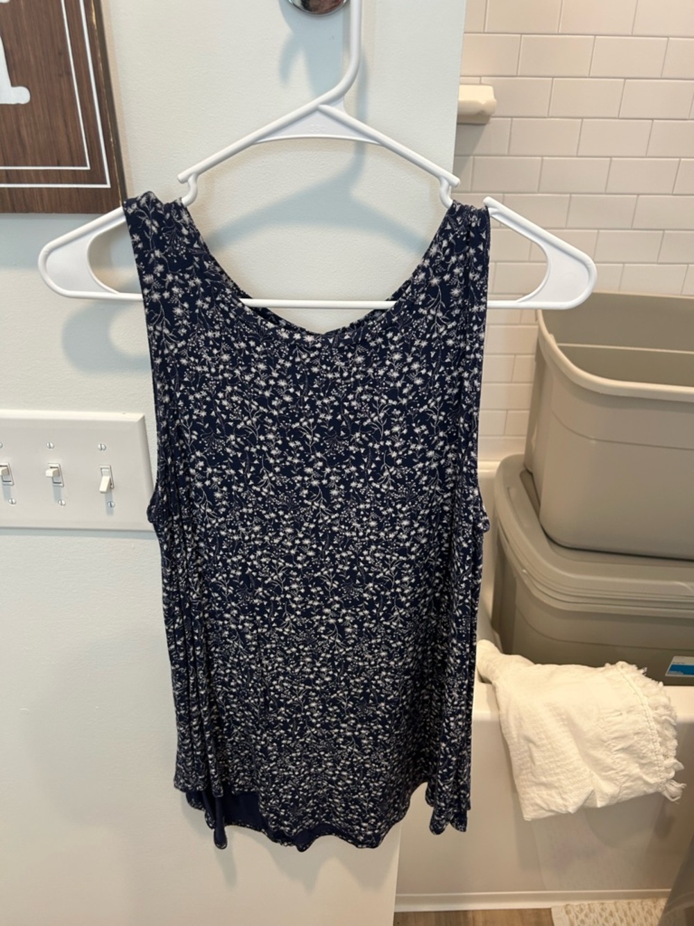 Old Navy Navy and White Floral Tank